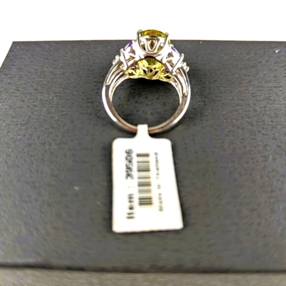 NEW Lemon Citrine, Amethyst & White Topaz Silver Ring Size 7 - Picture 6 of 10